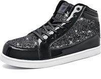 Damen Sneaker High Top Glitzer Freizeitschuhe Modisch-Schwarz-38-Luzern Mode