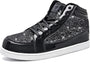 Damen Sneaker High Top Glitzer Freizeitschuhe Modisch-Schwarz-38-Luzern Mode