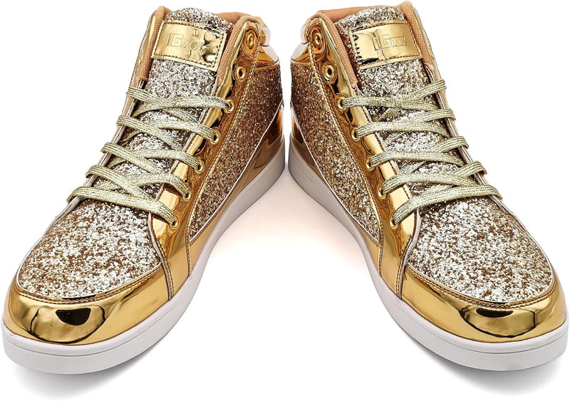 Damen Sneaker High Top Glitzer Freizeitschuhe Modisch-Luzern Mode