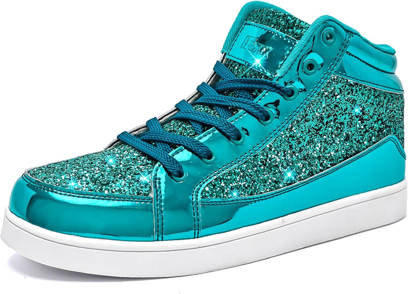 Damen Sneaker High Top Glitzer Freizeitschuhe Modisch-Luzern Mode