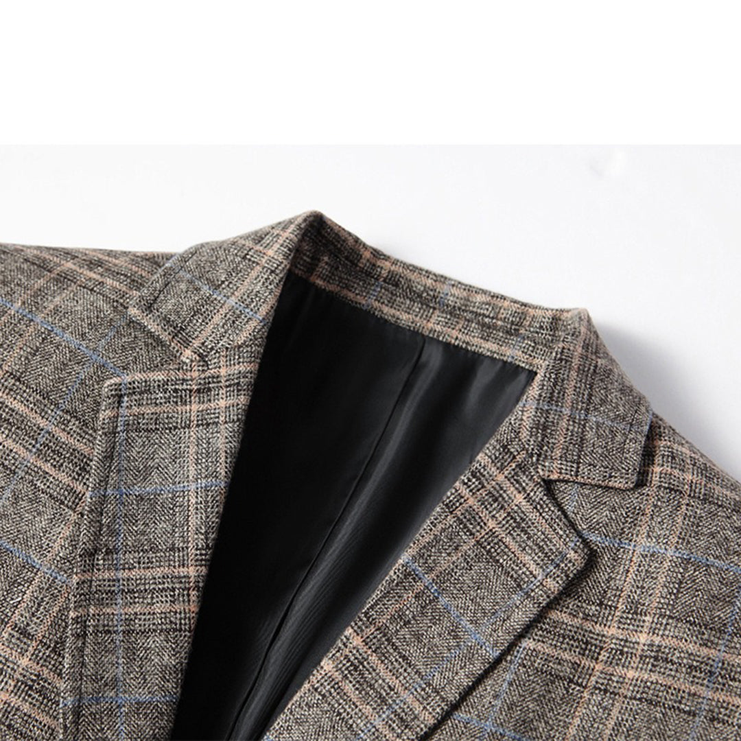 Herren Sakko Kariert Slim Fit Anzugjacke Business Look-Luzern Mode