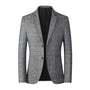 Herren Sakko Kariert Slim Fit Anzugjacke Business Look-Grau-XS-Luzern Mode