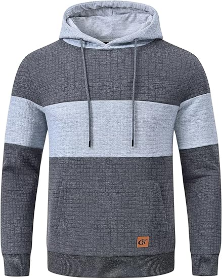 Herren Kapuzenpullover mit Steppmuster - Bequem & Stilvoll-Grau Hellgrau Streifen-S-Luzern Mode