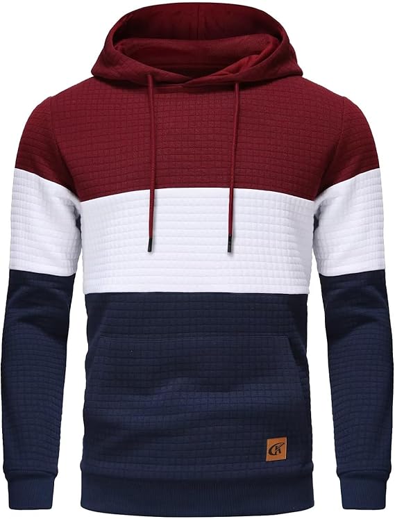 Herren Kapuzenpullover mit Steppmuster - Bequem & Stilvoll-Rot Weiß Blau-S-Luzern Mode