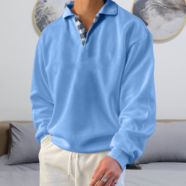 Herren Langarm Poloshirt Set - Bequem und Stilvoll-Blau-S-Luzern Mode