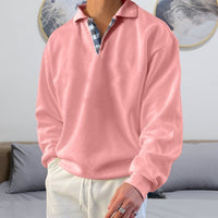 Herren Langarm Poloshirt mit Karomuster Kragen Design-Rosa-S-Luzern Mode