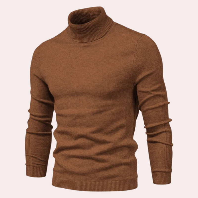 Herren Rollkragenpullover aus Baumwolle – Stilvoll & Warm-Braun-S-Luzern Mode
