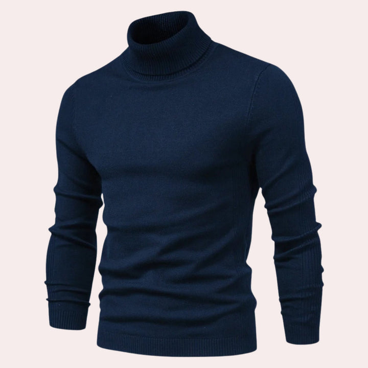 Herren Rollkragenpullover aus Baumwolle – Stilvoll & Warm-Dunkelblau-S-Luzern Mode