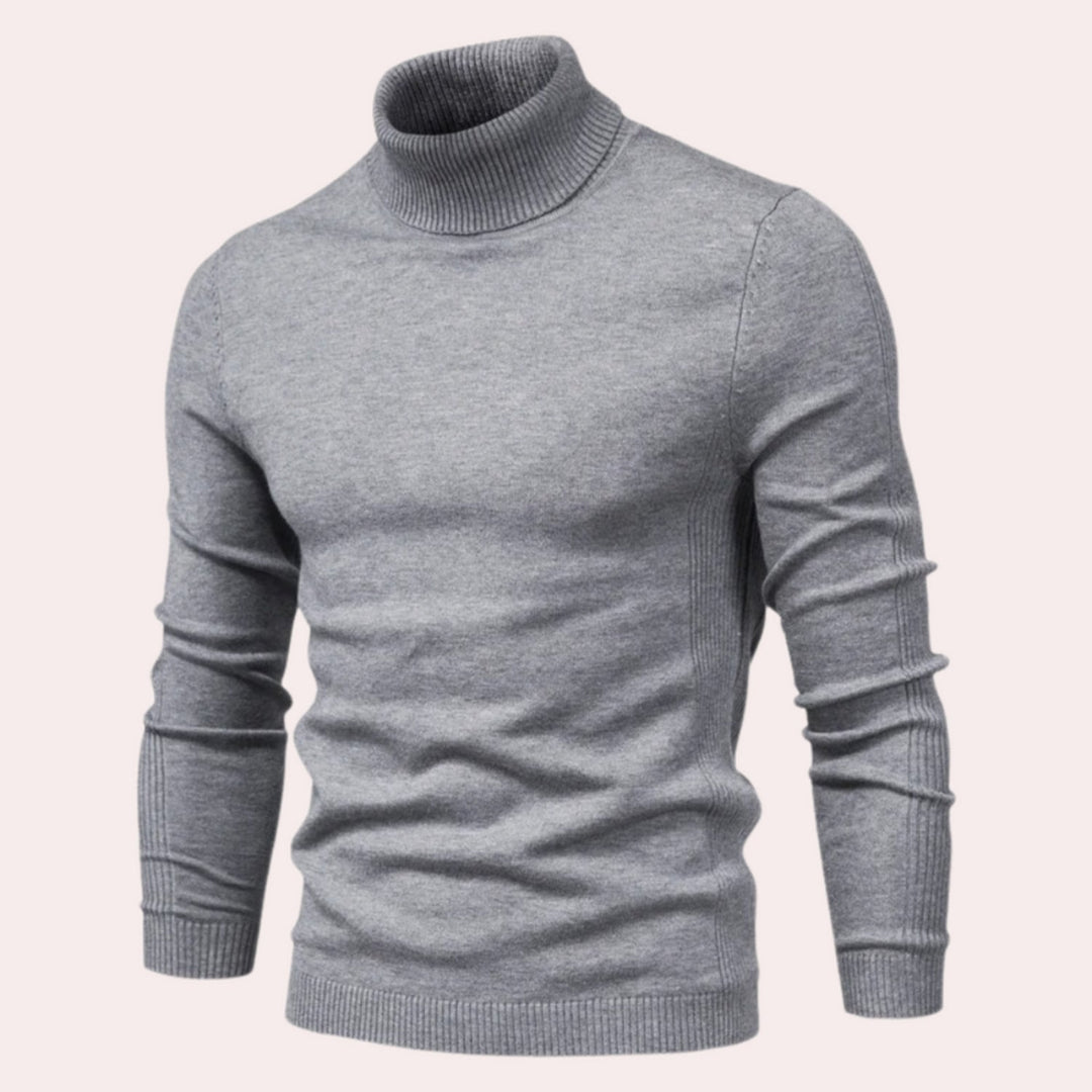 Herren Rollkragenpullover aus Baumwolle – Stilvoll & Warm-Grau-S-Luzern Mode