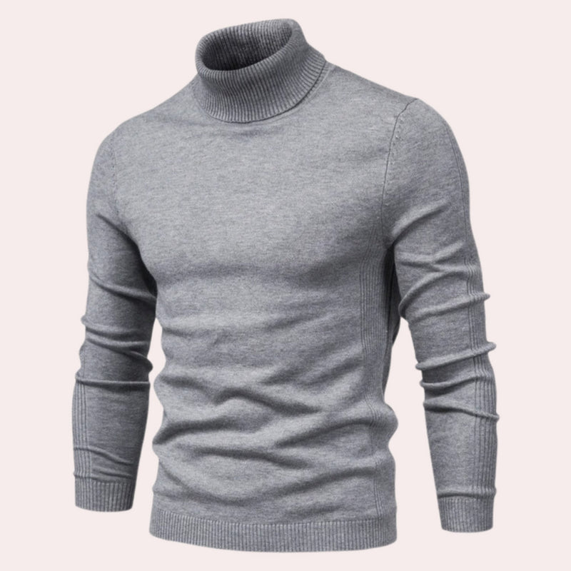 Herren Rollkragenpullover aus Baumwolle – Stilvoll & Warm-Grau-S-Luzern Mode