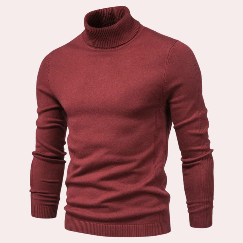 Herren Rollkragenpullover aus Baumwolle – Stilvoll & Warm-Rot-S-Luzern Mode