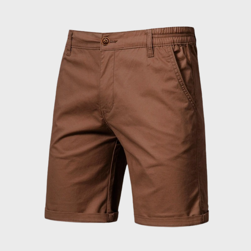 Herren Shorts | Baumwolle | Einfarbig | Lockere Passform | Taschen-Braun-XS-Luzern Mode
