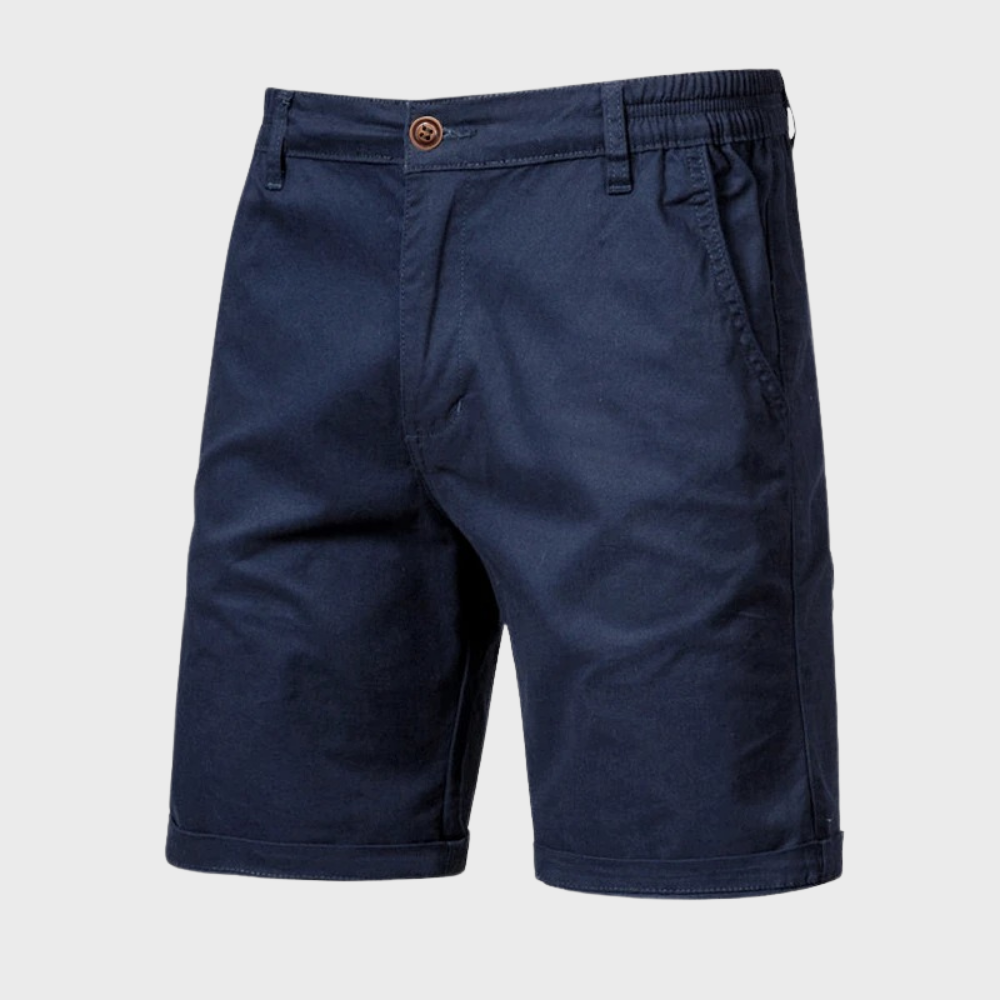 Herren Shorts | Baumwolle | Einfarbig | Lockere Passform | Taschen-Dunkelblau-XS-Luzern Mode