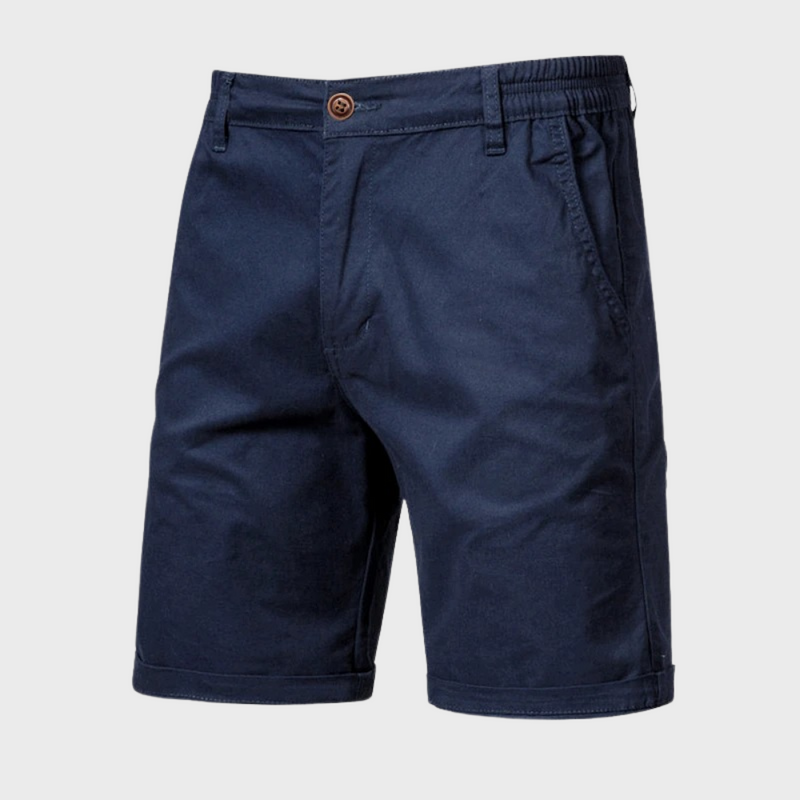 Herren Shorts | Baumwolle | Einfarbig | Lockere Passform | Taschen-Dunkelblau-XS-Luzern Mode