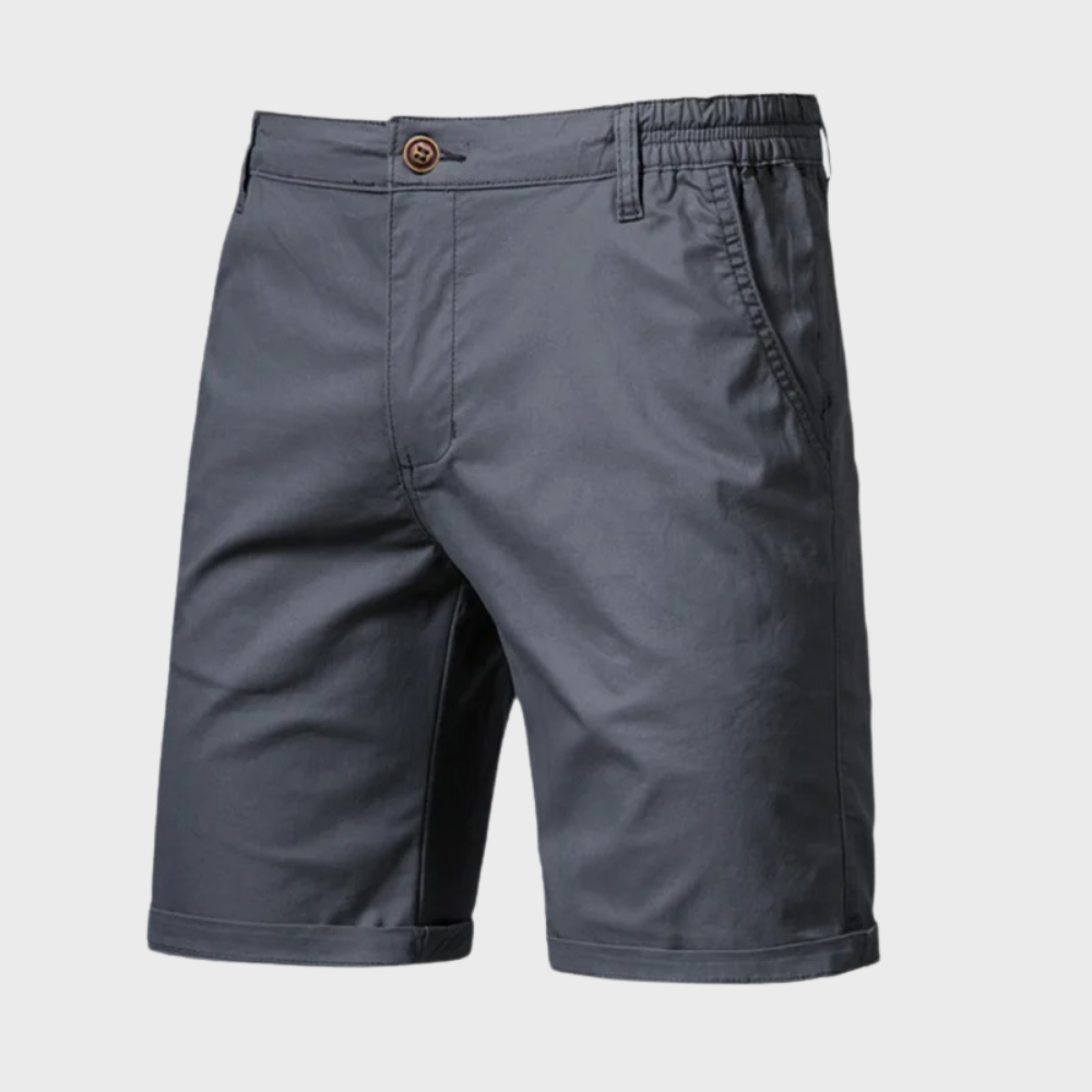 Herren Shorts | Baumwolle | Einfarbig | Lockere Passform | Taschen-Grau-XS-Luzern Mode