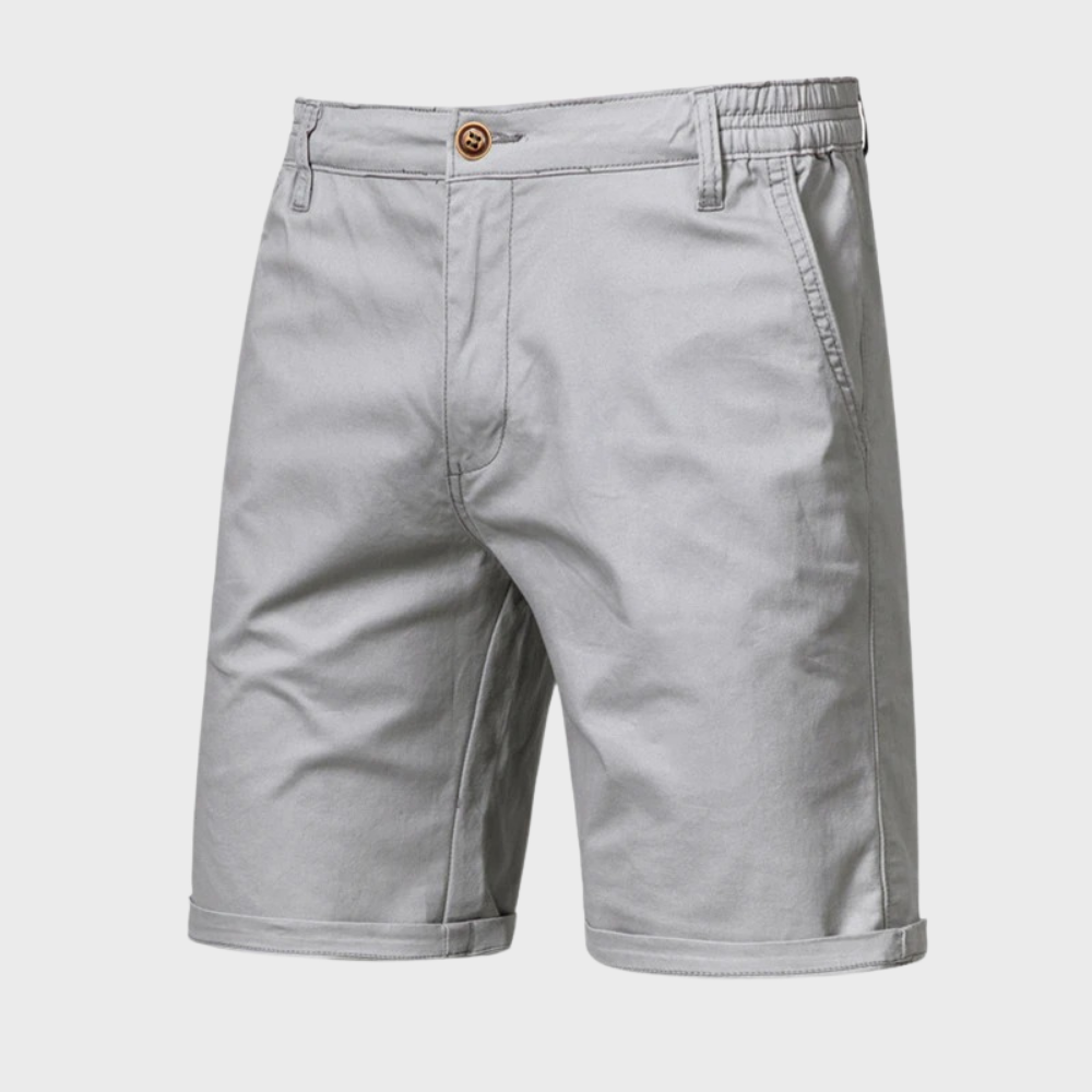 Herren Shorts | Baumwolle | Einfarbig | Lockere Passform | Taschen-Hellgrau-XS-Luzern Mode