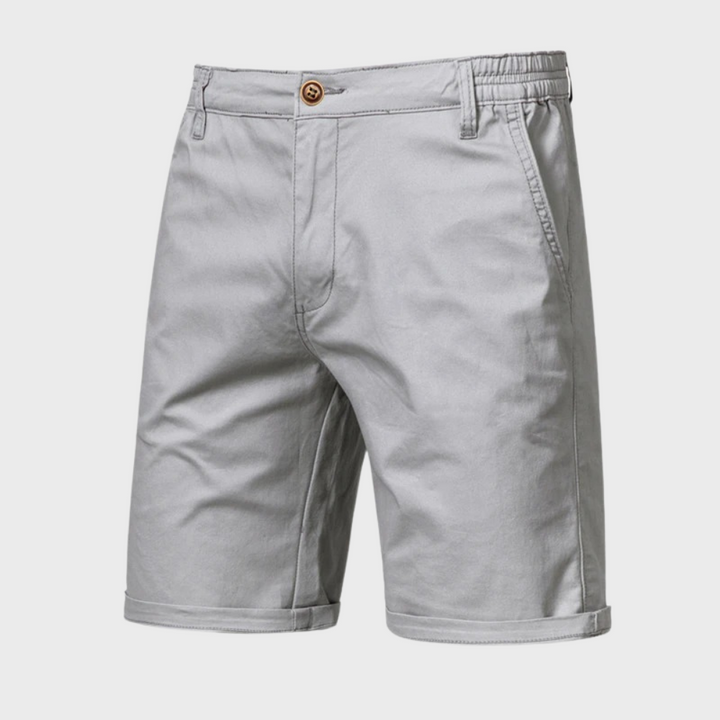 Herren Shorts | Baumwolle | Einfarbig | Lockere Passform | Taschen-Hellgrau-XS-Luzern Mode