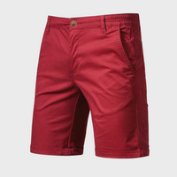 Herren Shorts | Baumwolle | Einfarbig | Lockere Passform | Taschen-Rot-XS-Luzern Mode