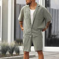 Herren Sommer Kurzarm Set - Bequemes Freizeit Outfit-S-Luzern Mode