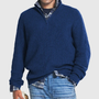 Herren Strickpullover mit Reißverschluss und Hemd-Design-Dunkelblau-S-Luzern Mode