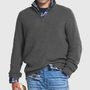 Herren Strickpullover mit Reißverschluss und Hemd-Design-Grau-S-Luzern Mode