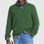 Herren Strickpullover mit Reißverschluss und Hemd-Design-Grün-S-Luzern Mode