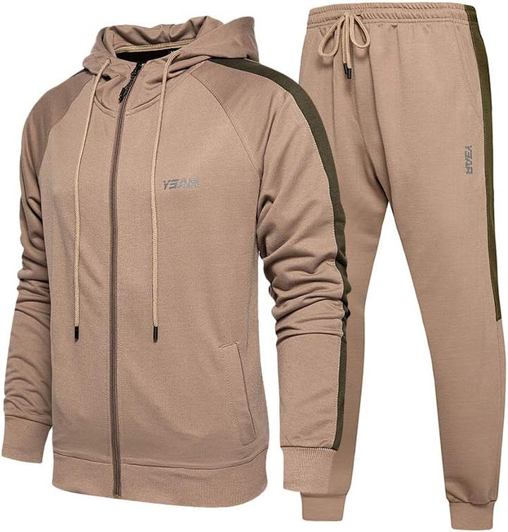 Herren Jogginganzug mit Kapuze - Bequemer Sportanzug-Khaki-S-Luzern Mode
