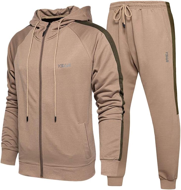 Herren Jogginganzug mit Kapuze - Bequemer Sportanzug-Khaki-S-Luzern Mode