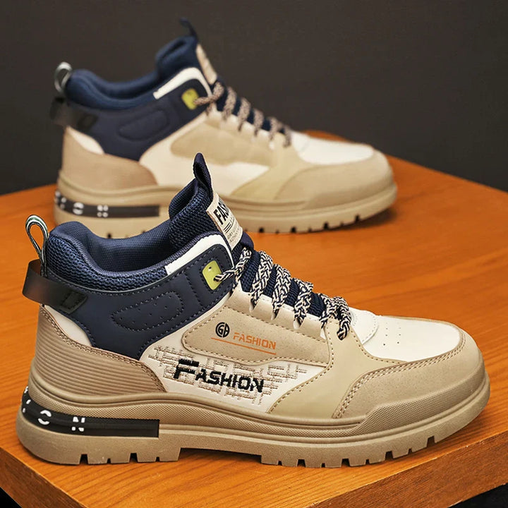 Herren Wanderschuhe | Halbhoch | Vegan Leder | Schnürsenkel | Rutschfest-Luzern Mode