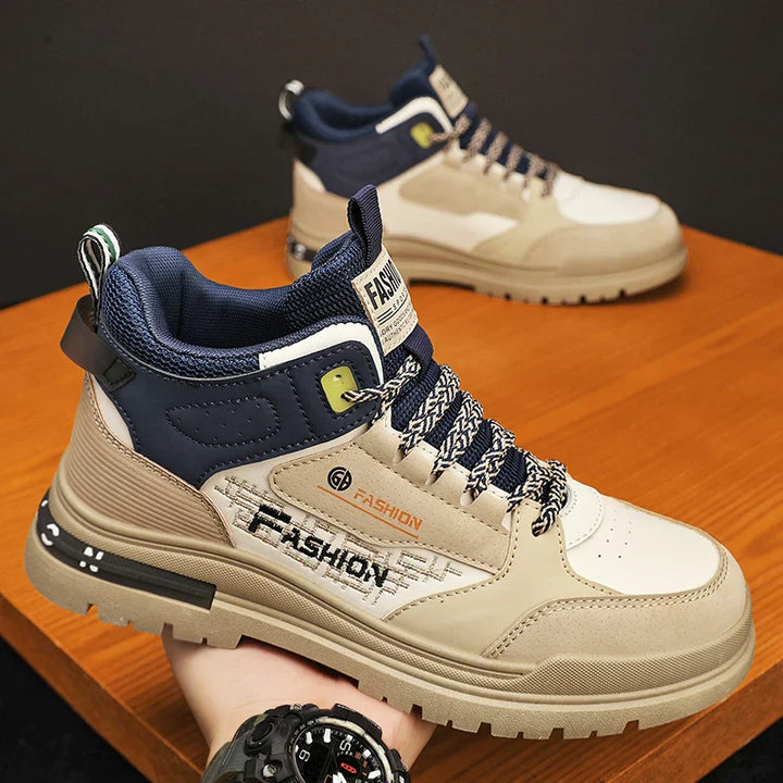 Herren Wanderschuhe | Halbhoch | Vegan Leder | Schnürsenkel | Rutschfest-Luzern Mode