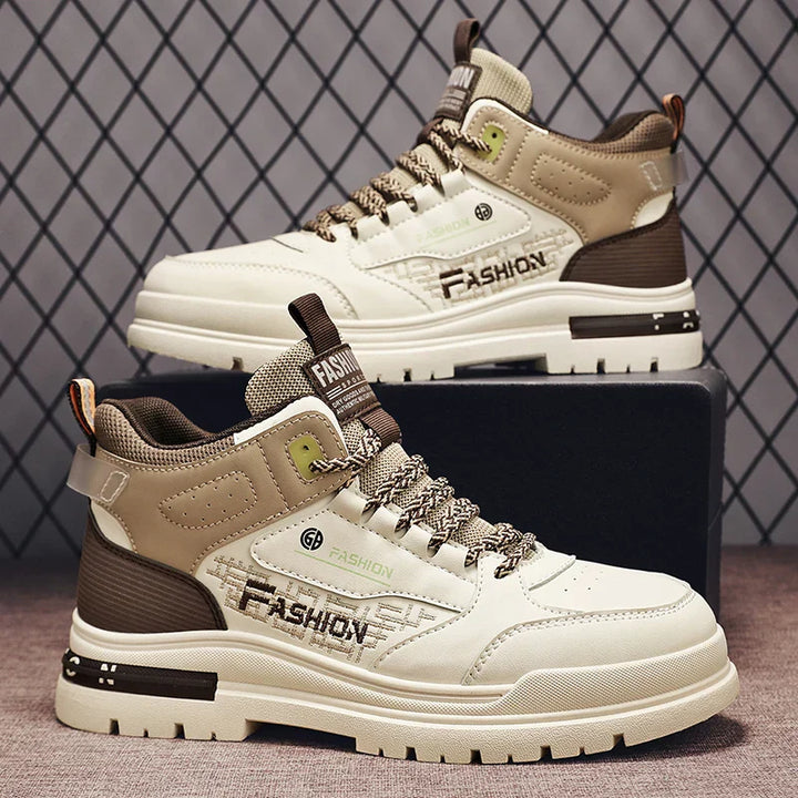Herren Wanderschuhe | Halbhoch | Vegan Leder | Schnürsenkel | Rutschfest-Luzern Mode