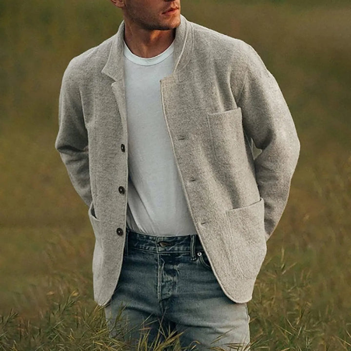 Herren Langarm Blazer Sakko für Business und Freizeit-Grau-S-Luzern Mode