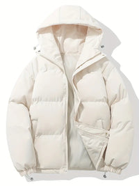 Puffjacke | Kapuze | Reißverschluss | Schützend | Gepolstert-Beige-M-Luzern Mode