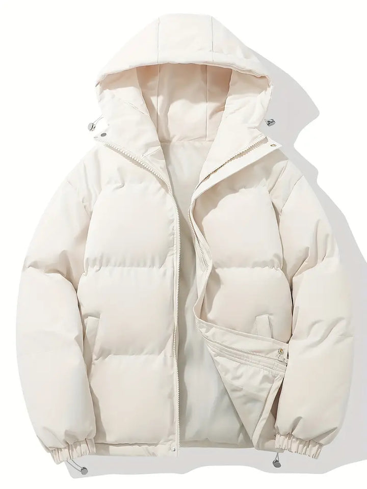 Puffjacke | Kapuze | Reißverschluss | Schützend | Gepolstert-Beige-M-Luzern Mode