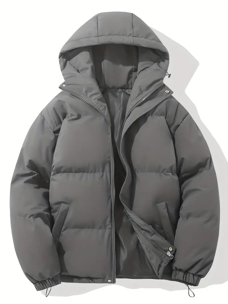 Puffjacke | Kapuze | Reißverschluss | Schützend | Gepolstert-Donkergrijs-M-Luzern Mode