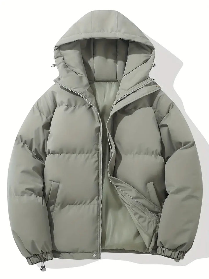 Puffjacke | Kapuze | Reißverschluss | Schützend | Gepolstert-Grau-M-Luzern Mode