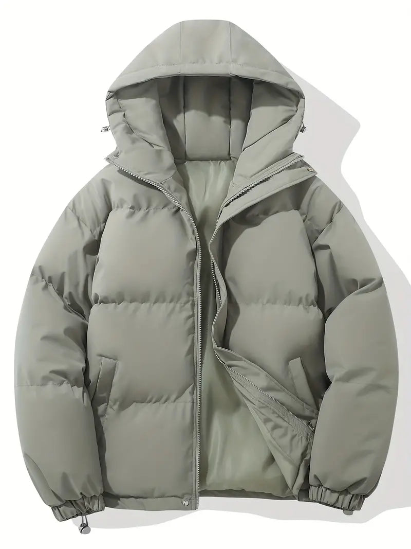 Puffjacke | Kapuze | Reißverschluss | Schützend | Gepolstert-Grau-M-Luzern Mode