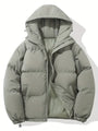 Puffjacke | Kapuze | Reißverschluss | Schützend | Gepolstert-Grau-M-Luzern Mode