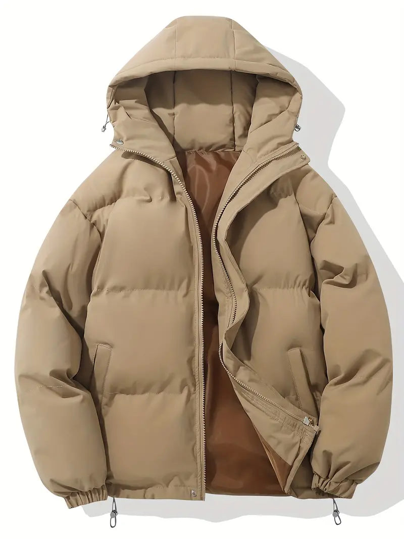 Puffjacke | Kapuze | Reißverschluss | Schützend | Gepolstert-Khaki-M-Luzern Mode