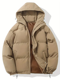 Puffjacke | Kapuze | Reißverschluss | Schützend | Gepolstert-Khaki-M-Luzern Mode
