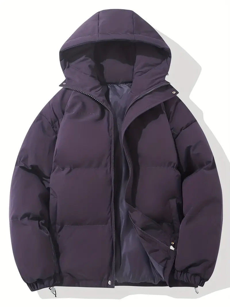 Puffjacke | Kapuze | Reißverschluss | Schützend | Gepolstert-Lila-M-Luzern Mode