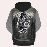 Herren Lederjacke mit Graffiti-Design und Reißverschluss-Luzern Mode