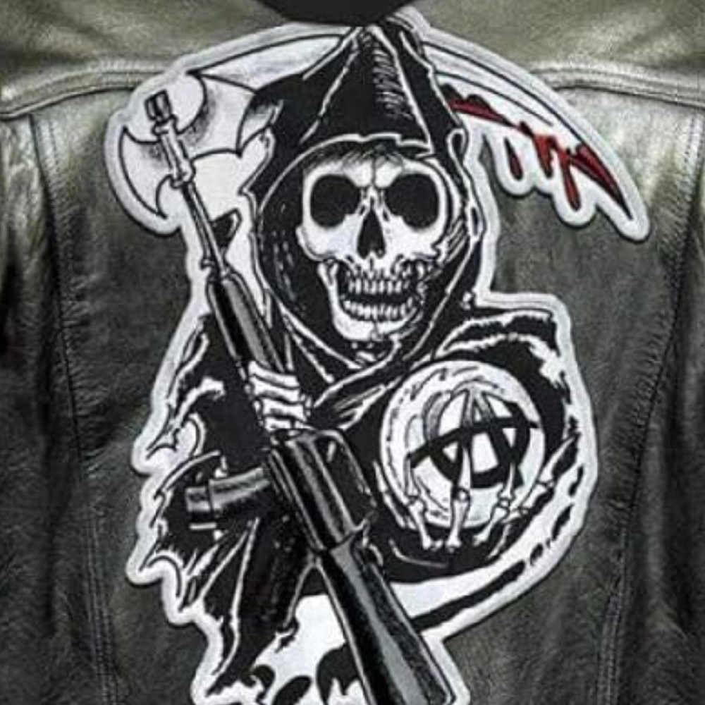 Herren Lederjacke mit Graffiti-Design und Reißverschluss-Luzern Mode