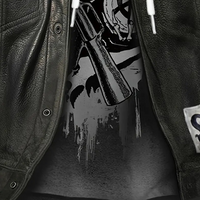 Herren Lederjacke mit Graffiti-Design und Reißverschluss-Luzern Mode