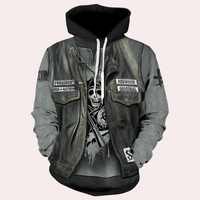 Herren Lederjacke mit Graffiti-Design und Reißverschluss-S-Luzern Mode