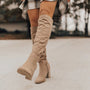 Damen Stiefel mit hohem Absatz und seitlichem Reißverschluss-Beige-35-Luzern Mode