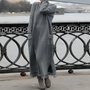 Maxi Strickkleid Damen - Elegantes Winterkleid Langarm-Grau-S-Luzern Mode