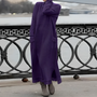 Maxi Strickkleid Damen - Elegantes Winterkleid Langarm-Lila-S-Luzern Mode