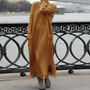 Maxi Strickkleid Damen - Elegantes Winterkleid Langarm-Orange-S-Luzern Mode
