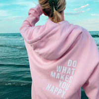 Oversized Kapuzenpullover mit Motiv: "Do What Makes You Happy"-Hellrosa-XS-Luzern Mode